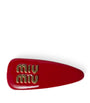 Red Leather Logo Hair Clip