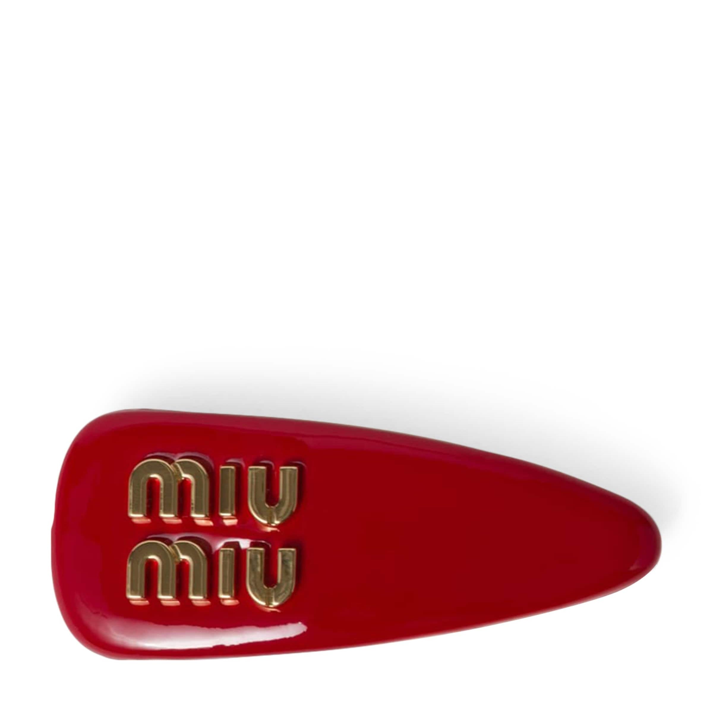 Red Leather Logo Hair Clip