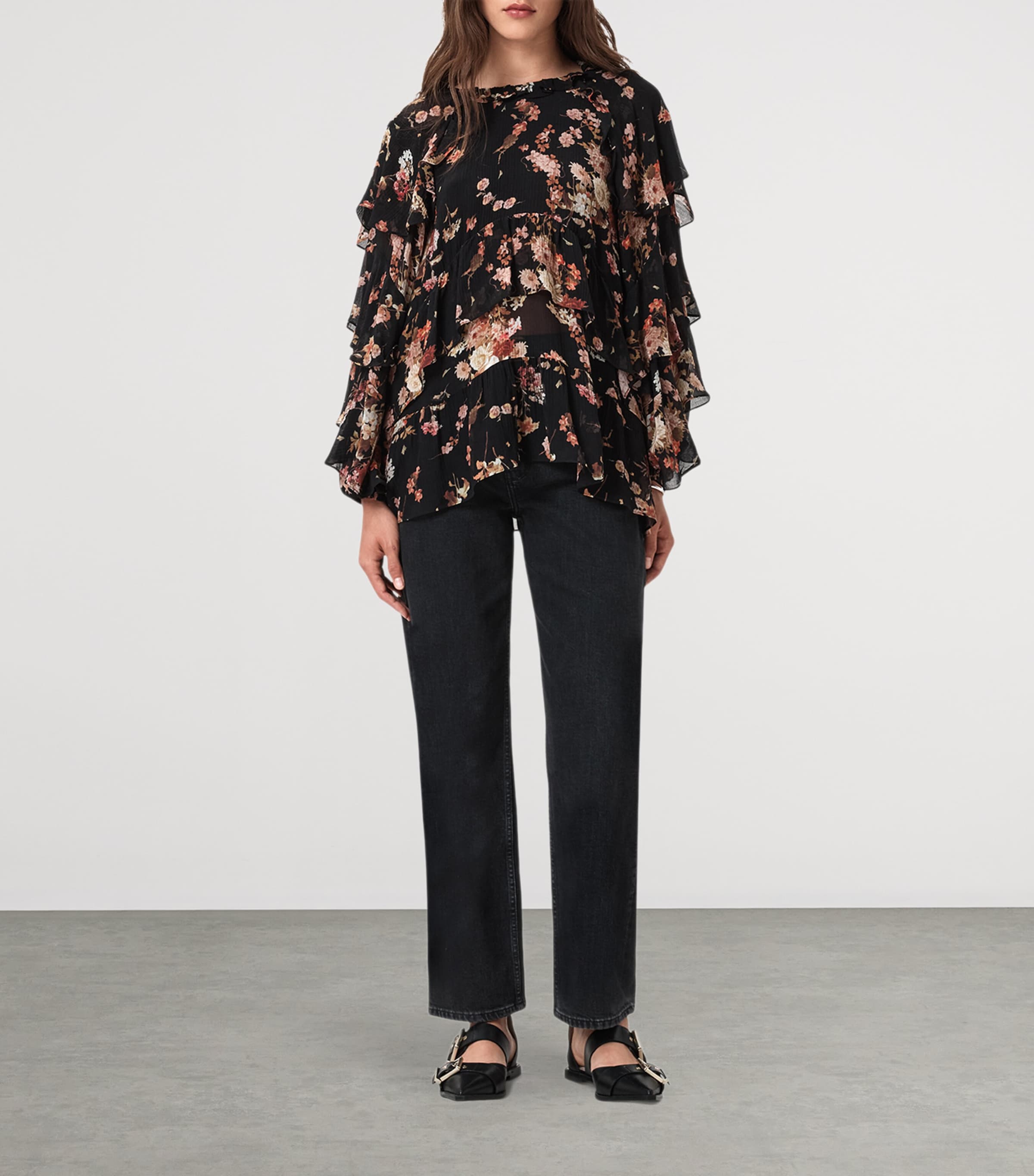 AllSaints Black Viscose-Silk Lissie Blouse