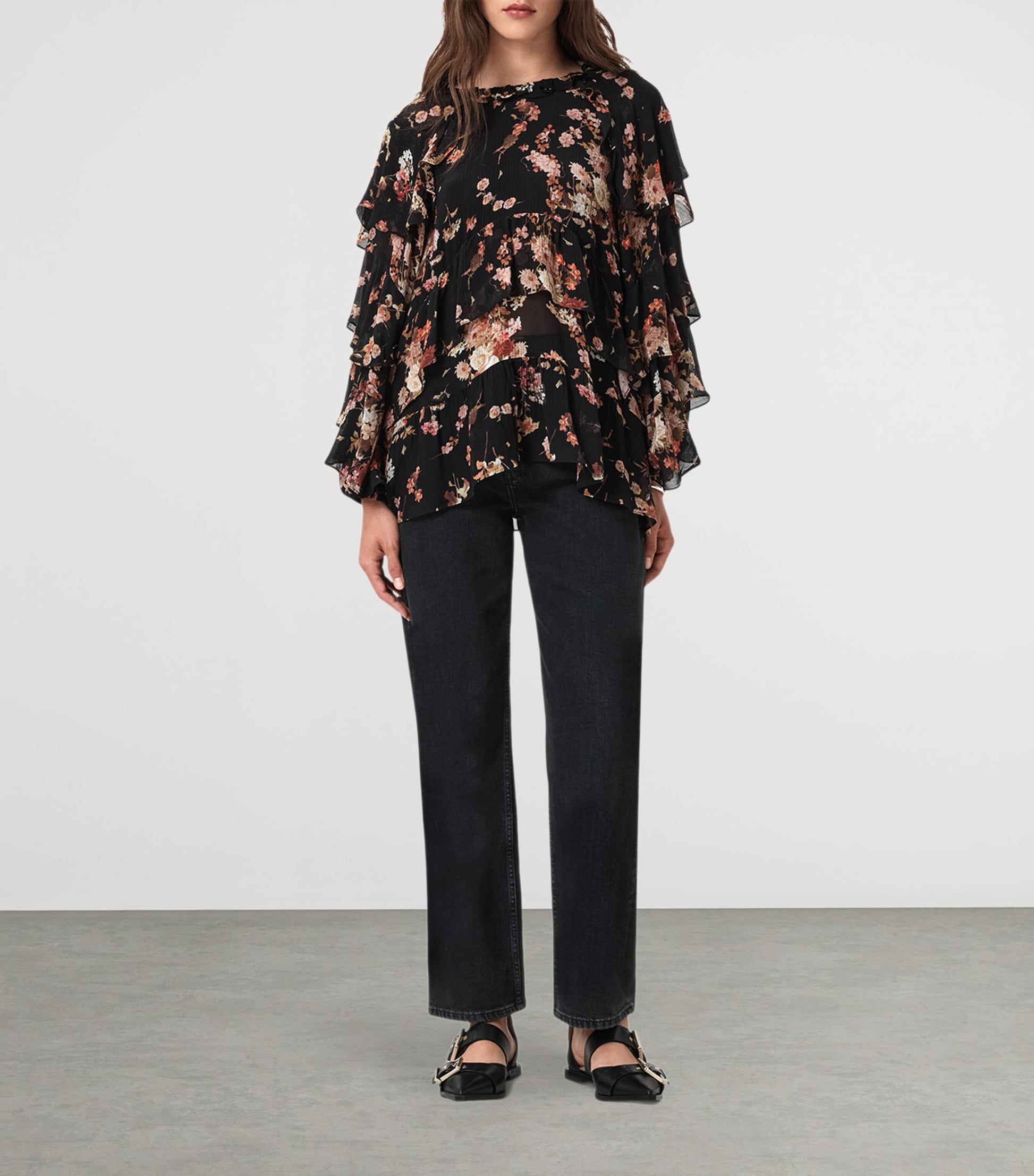 AllSaints Black Viscose-Silk Lissie Blouse