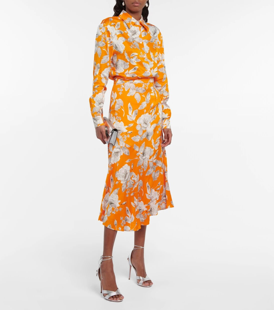 Erdem - Griselda floral satin midi skirt