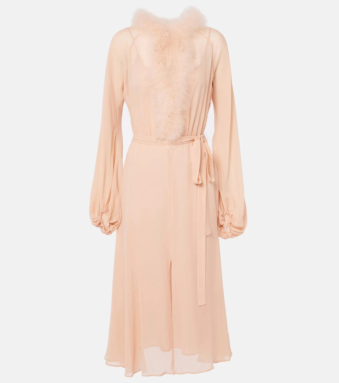 Blumarine - Georg feather-trimmed midi dress
