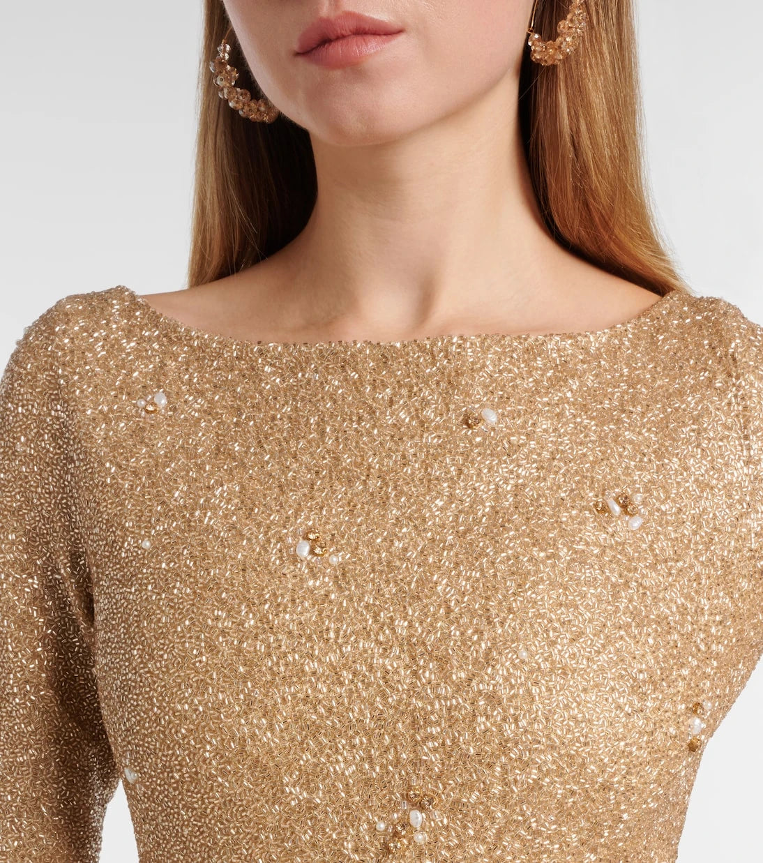 Clio Peppiatt - Mae embellished feather-trimmed gown