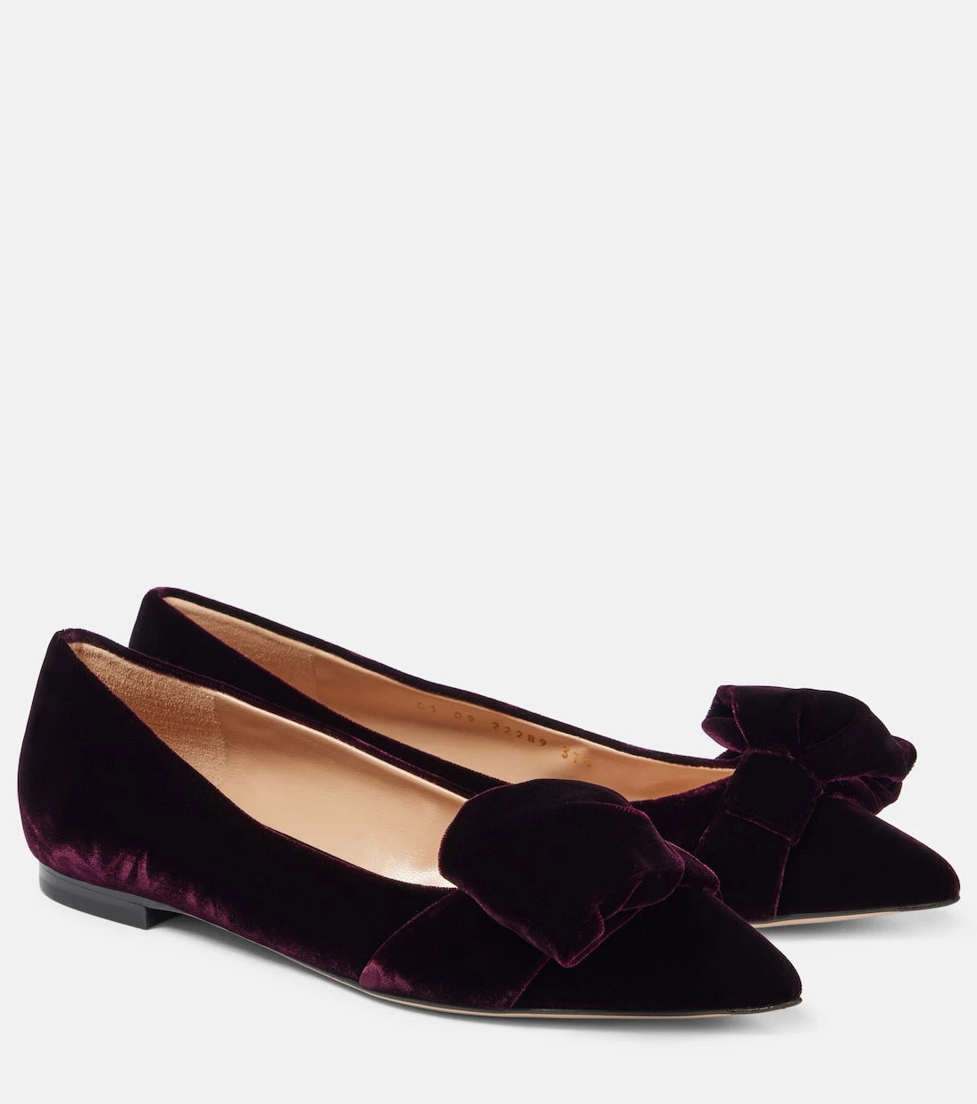 Gianvito Rossi - Bow-detail velvet ballet flats