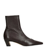 Khaite Brown Leather Nevada Ankle Boots 40