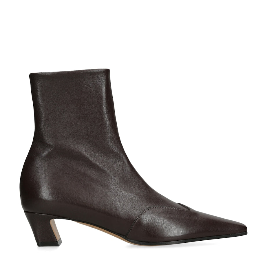 Khaite Brown Leather Nevada Ankle Boots 40
