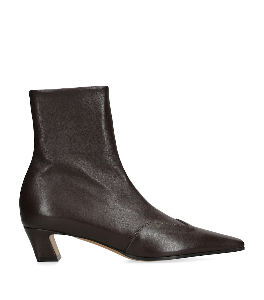 Khaite Brown Leather Nevada Ankle Boots 40