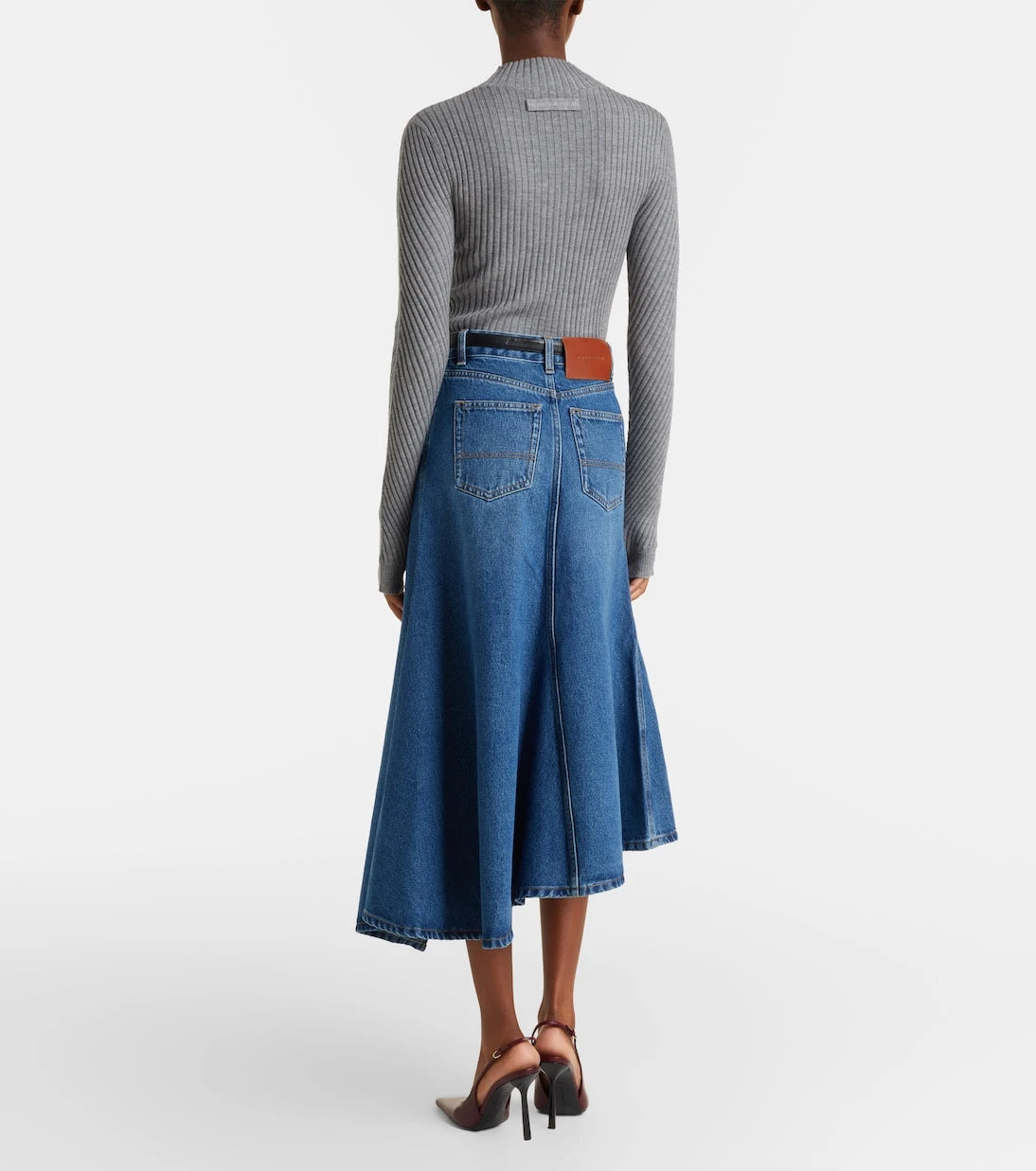 Victoria Beckham - Asymmetric denim midi skirt