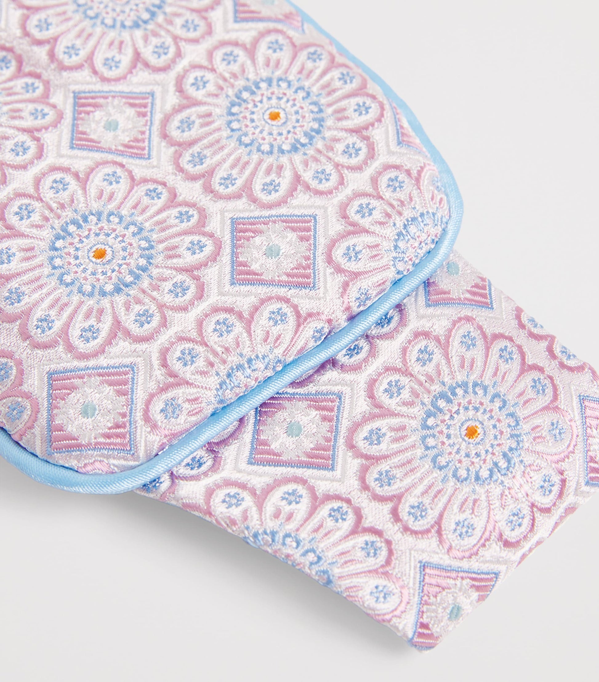 Pink Silk Daisy Medallion Jacquard Eye Mask