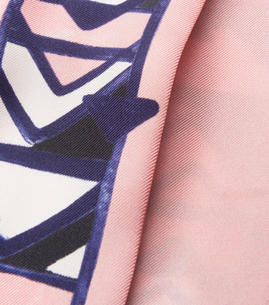 Prada Pink Silk Triangle Print Skinny Scarf