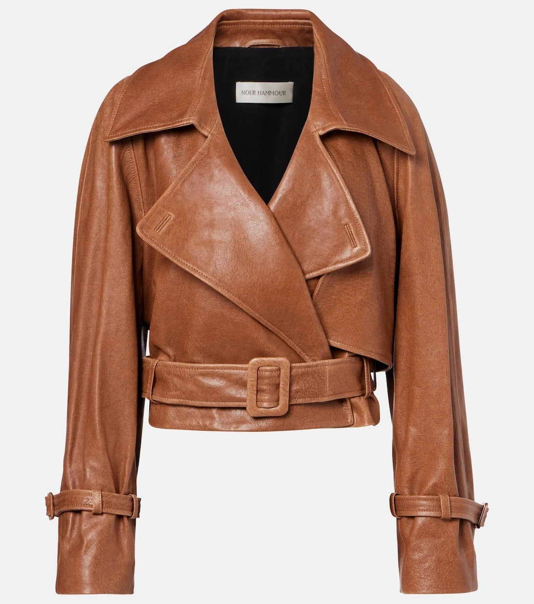 Nour Hammour - Hatti cropped leather biker jacket