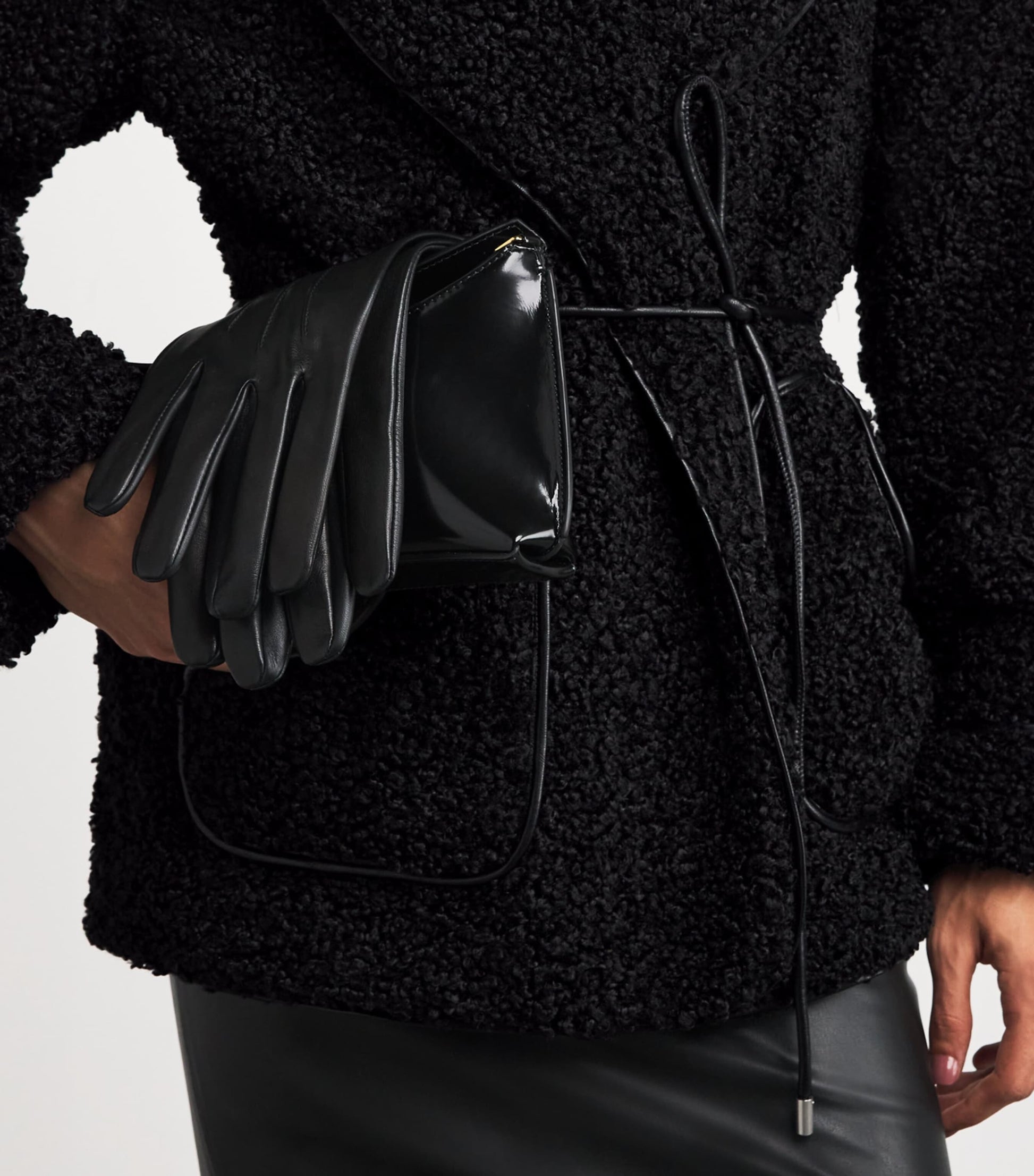 Simkhai Black Fleece Belted Kimia Jacket