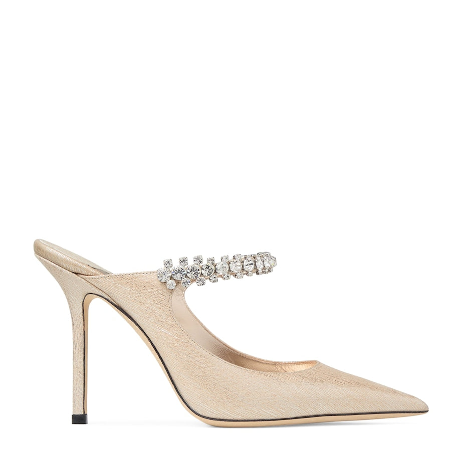 Jimmy Choo Gold Bing 100 Calfskin Heeled Mules