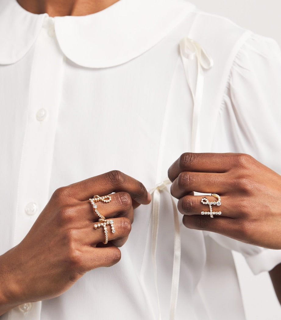 Yellow Gold and Diamond Ensemble ‘L’ Ring