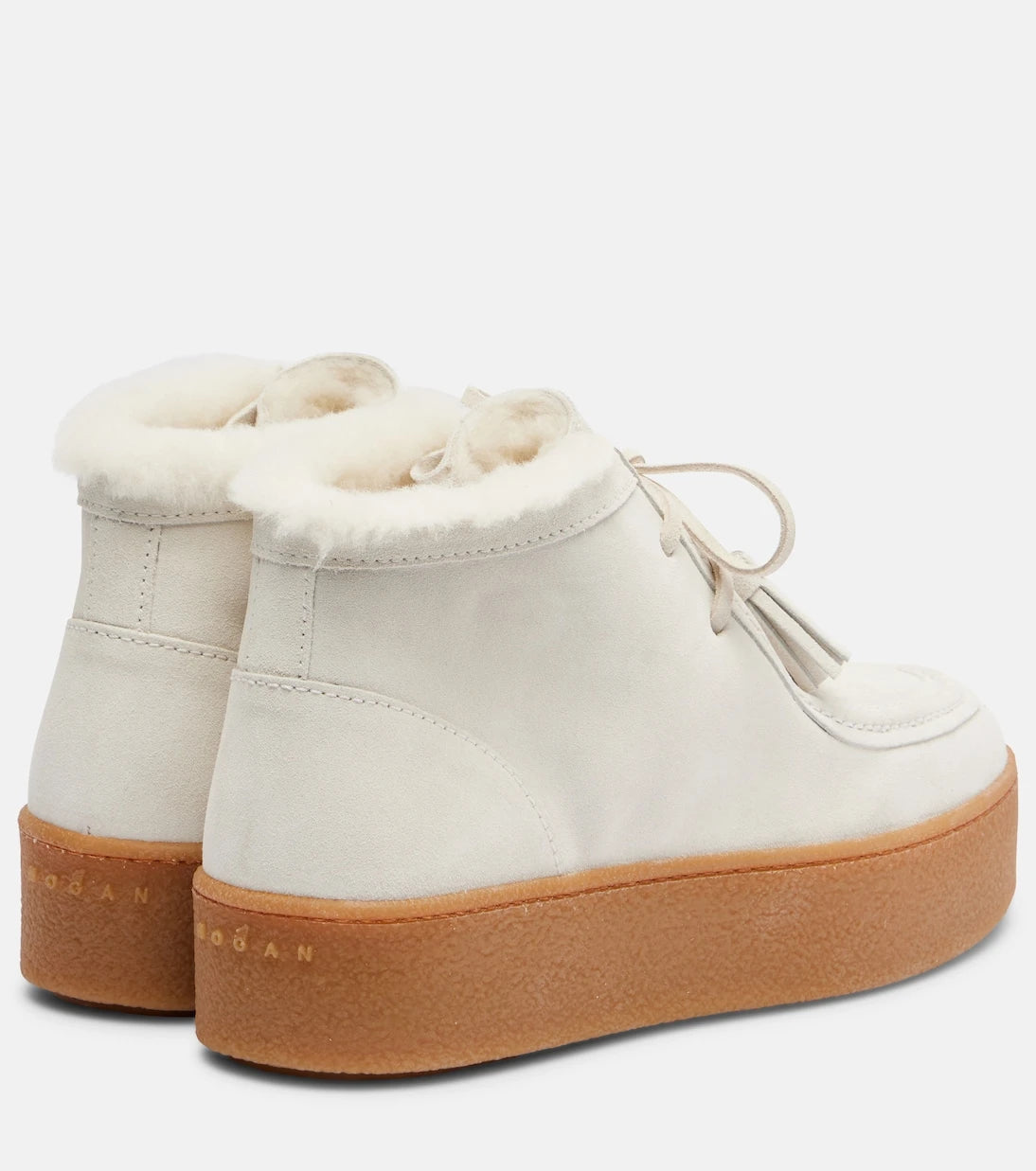 Hogan - Shearling-trimmed suede ankle boots
