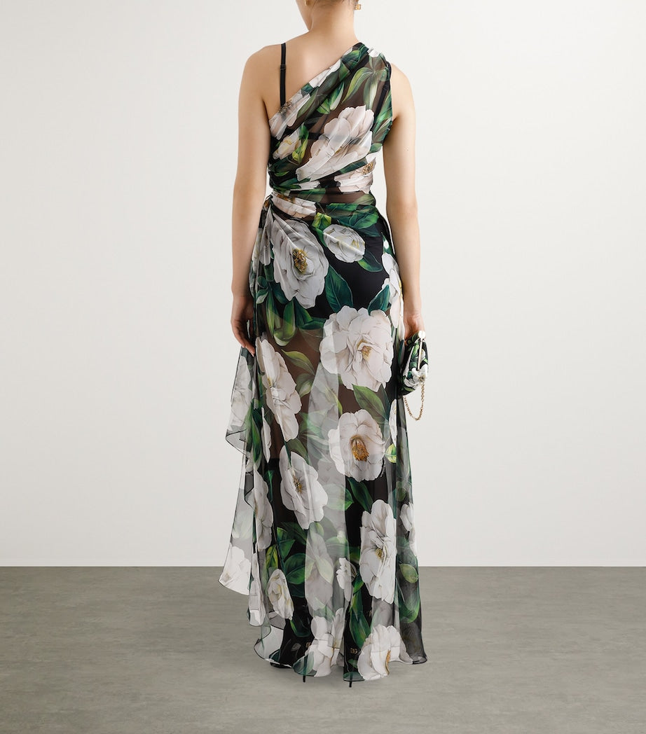 Multi Floral One-Shoulder Maxi Dress