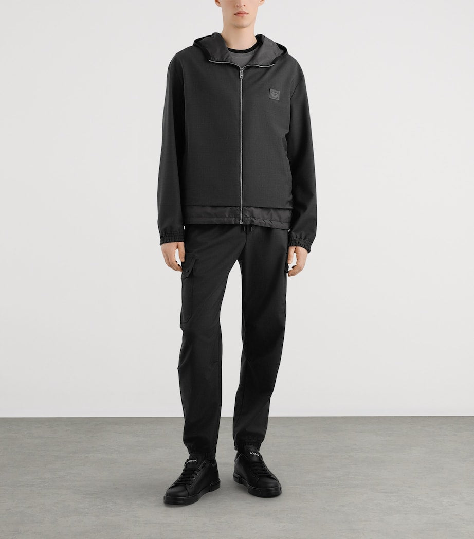 Multi Wool-Blend Canvas Hooded Jacket