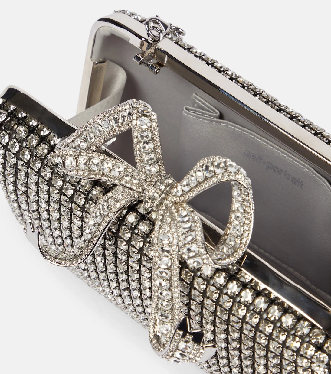 Self-Portrait - Bow Small crystal-embellished clutch