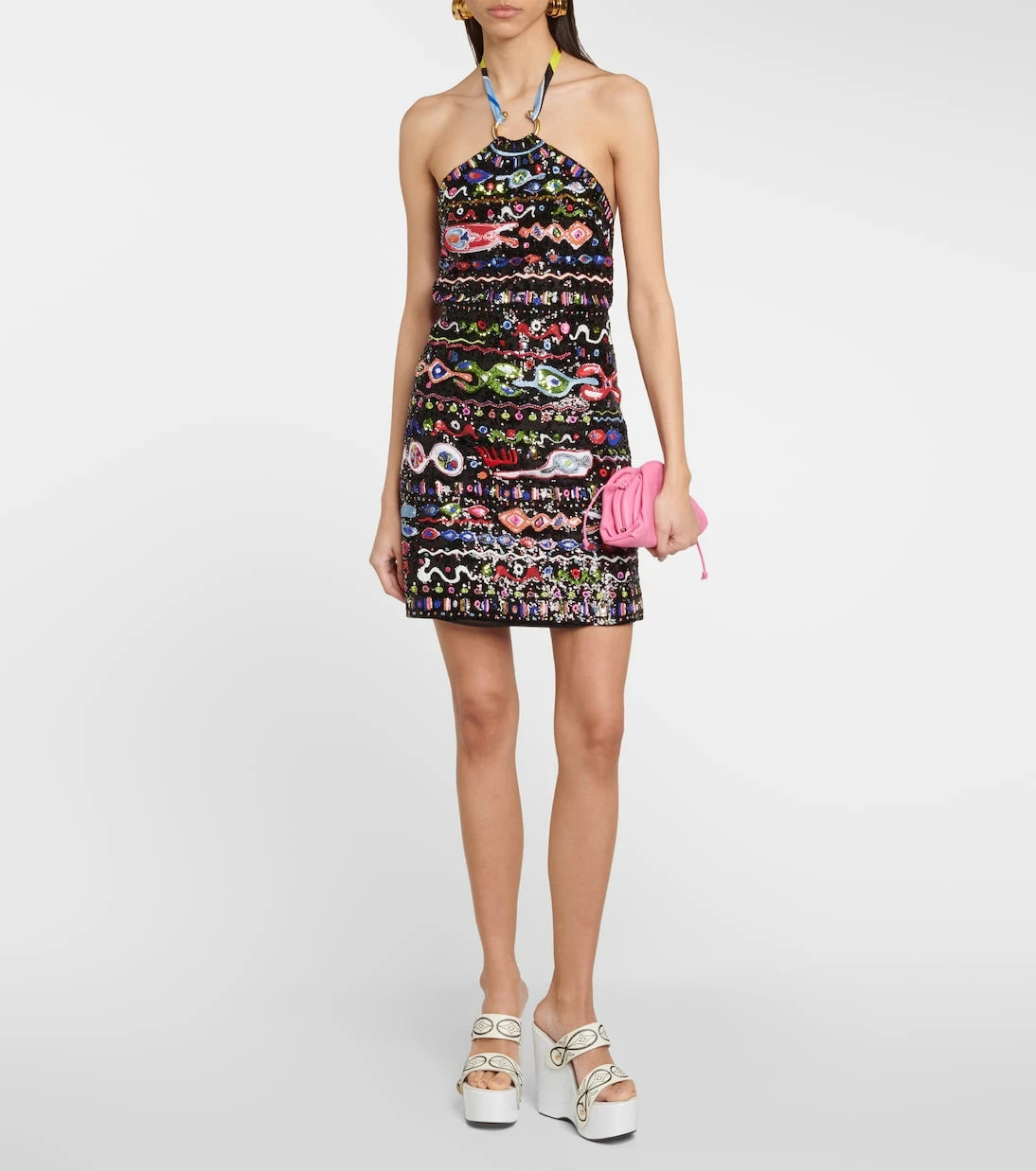 Pucci - Embroidered leather wedge sandals