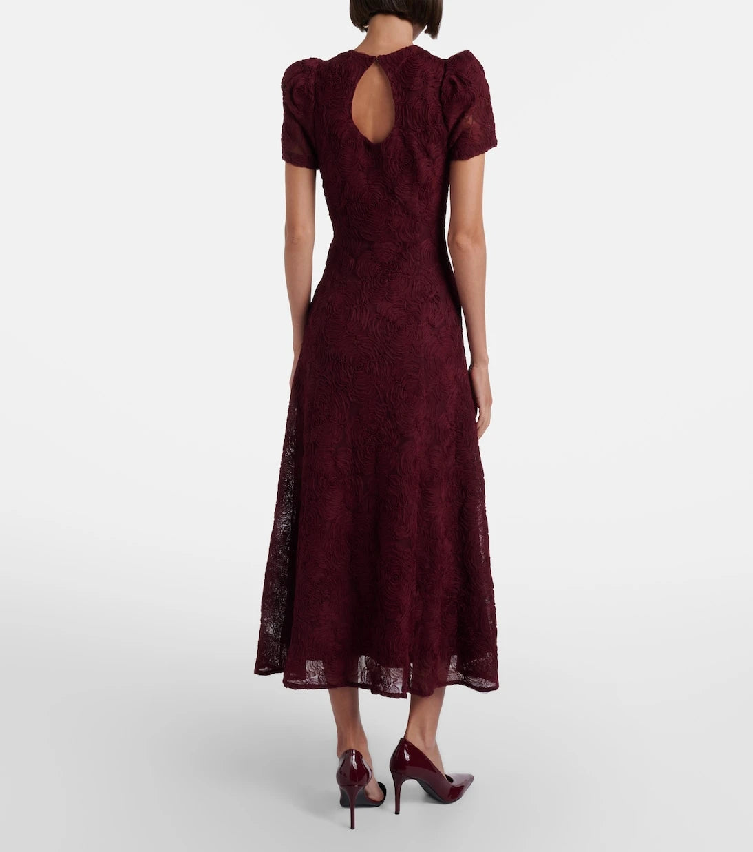 Rotate - Floral-appliqué mesh midi dress