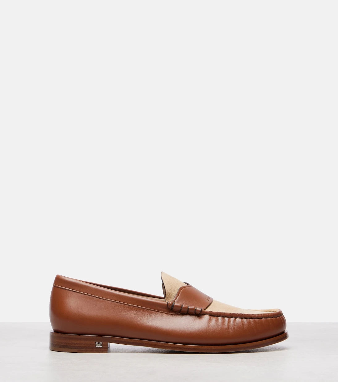 Max Mara - Logo leather and suede mocassins