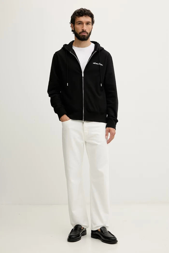 Calvin Klein Jeans fermuarlı kapüşonlu erkek pamuklu sweatshirt