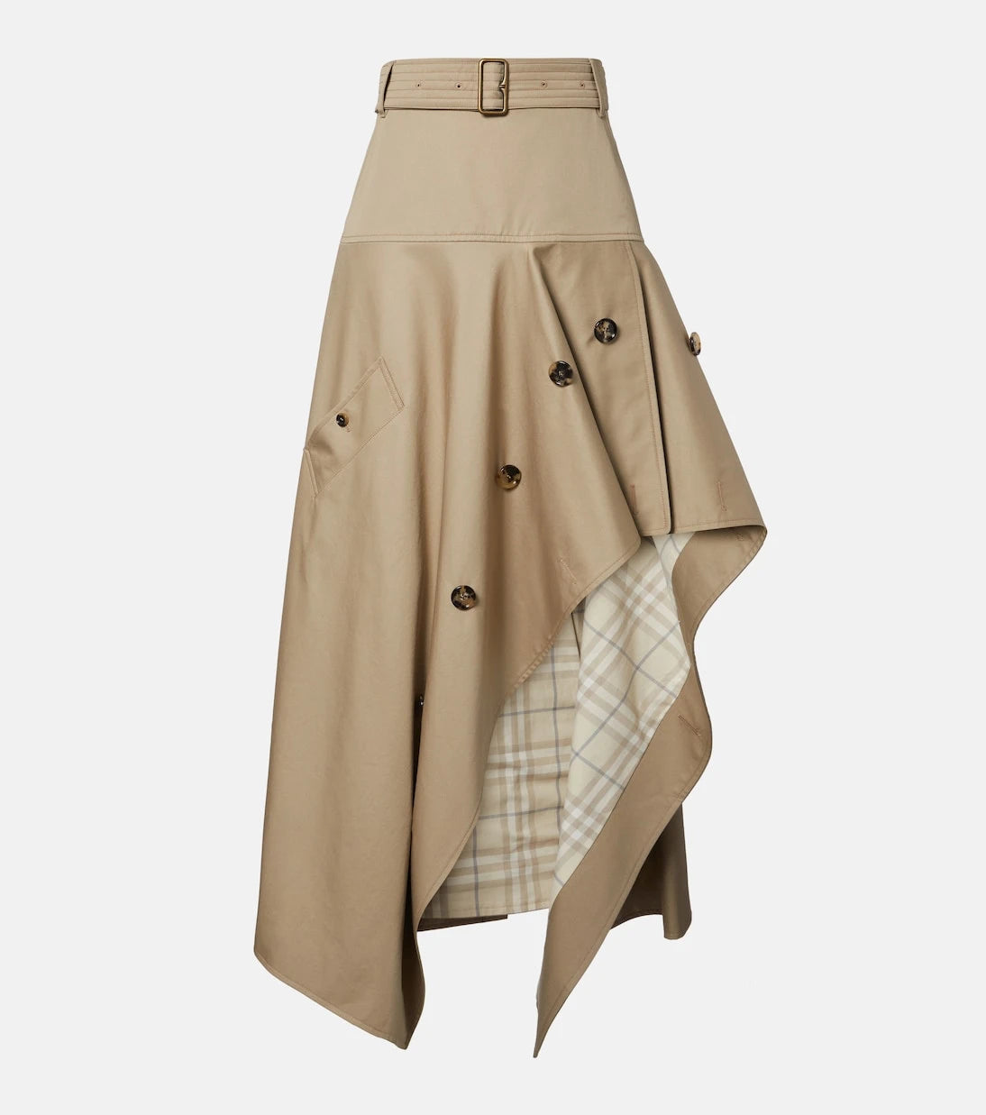 Burberry - Heather asymmetric cotton midi skirt
