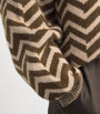 Brown Wool-Blend Chevron Jacquard Sweater