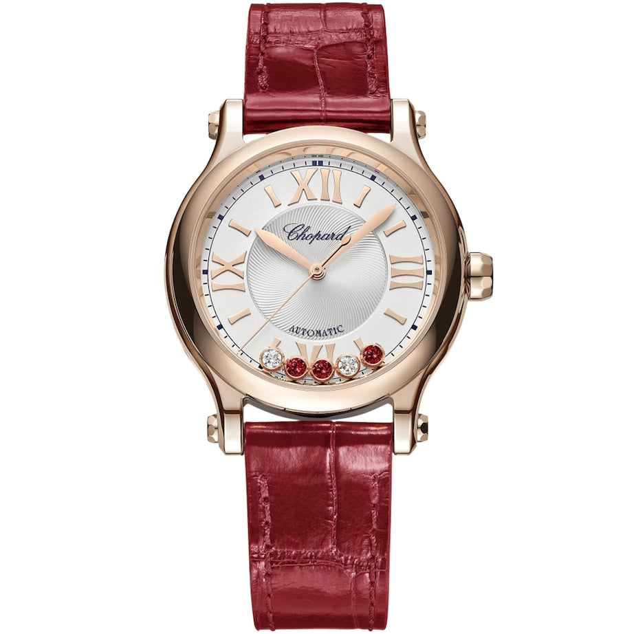 Chopard Rose Gold and Diamond Happy Sport Watch 33mm
