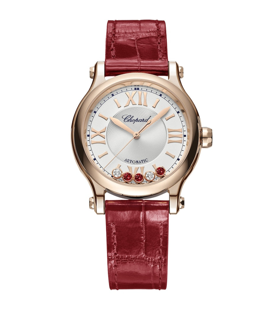 Chopard Rose Gold and Diamond Happy Sport Watch 33mm