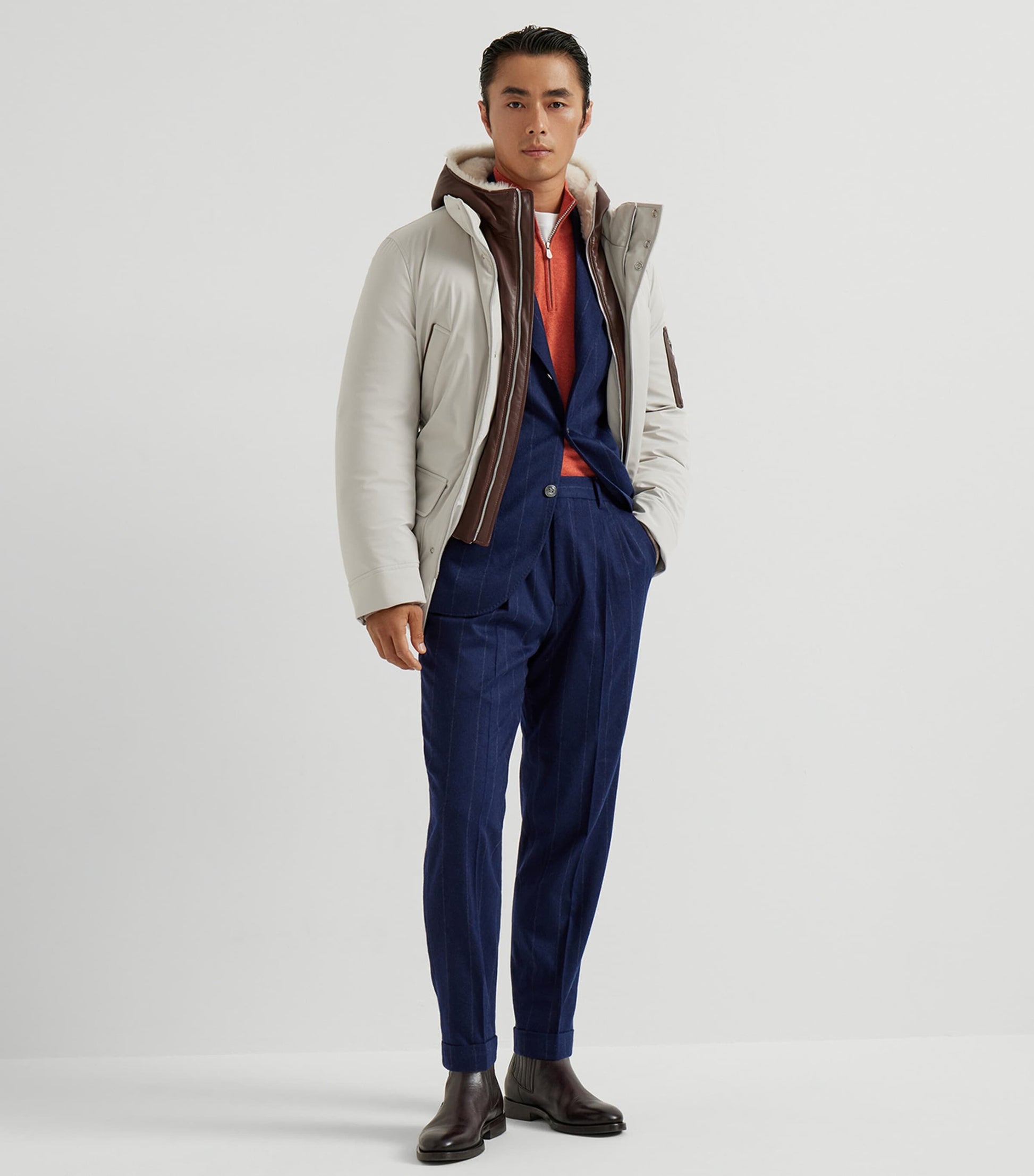 Brunello Cucinelli Blue Down-Filled Parka Jacket