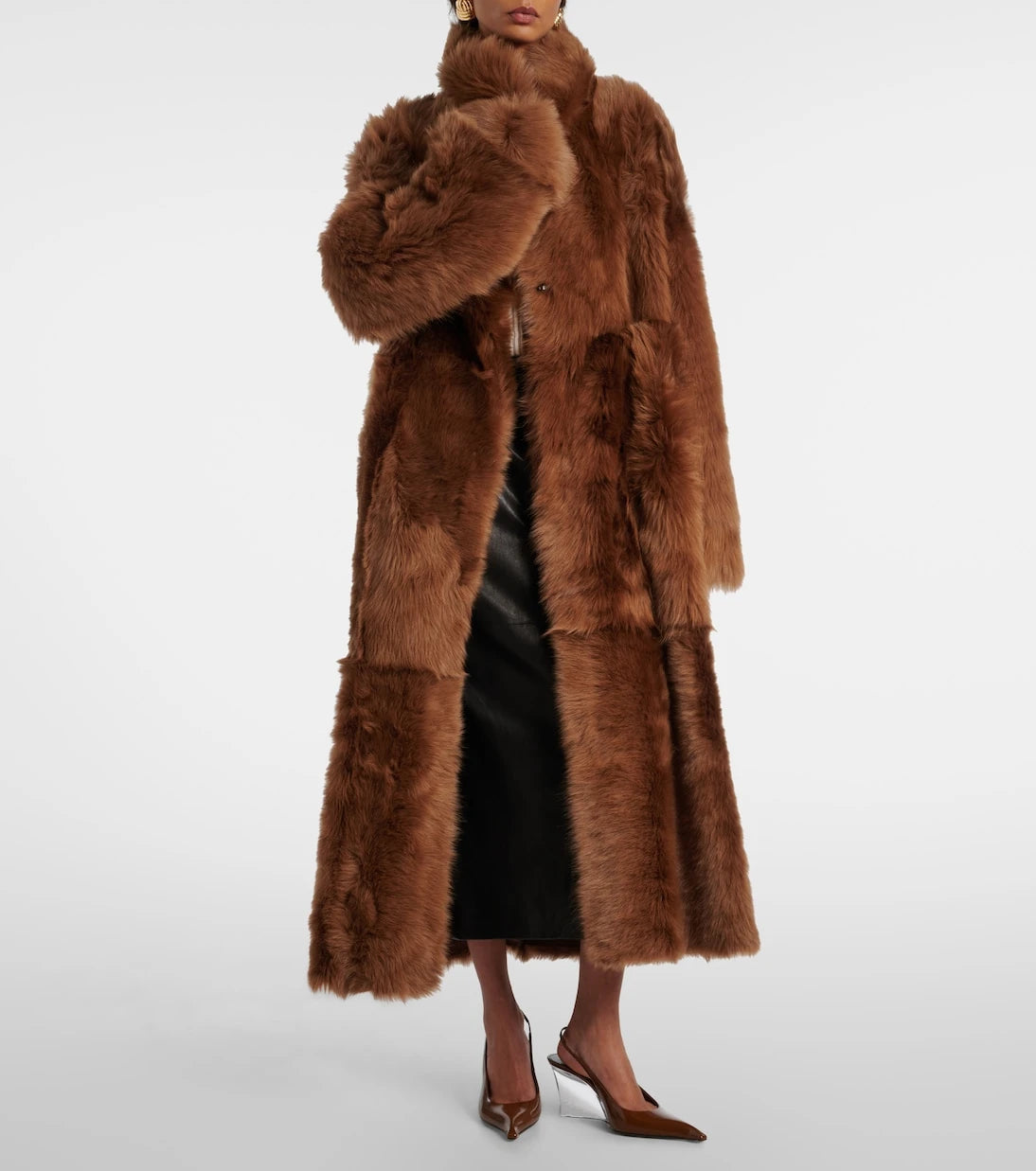 Nour Hammour - Marlene leather and shearling coat