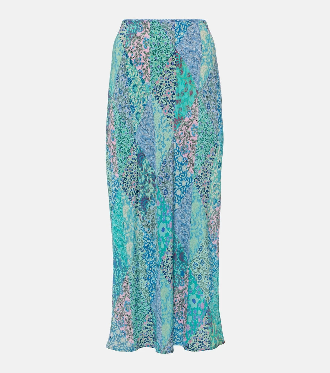 Rixo - Ardith patchwork silk midi skirt