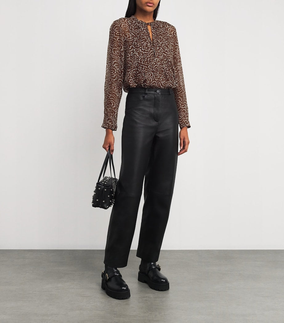 Rag & Bone Brown Silk-Blend Floral Amaris Blouse