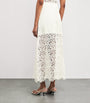 Maje White Cotton Crochet Maxi Skirt