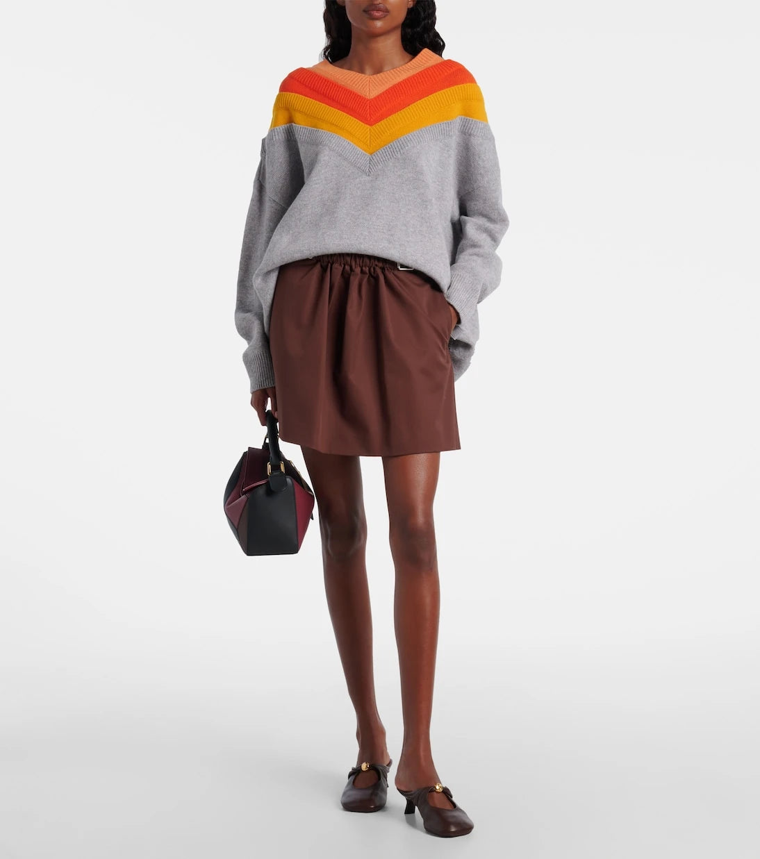 Loewe - Belted cotton and silk twill miniskirt