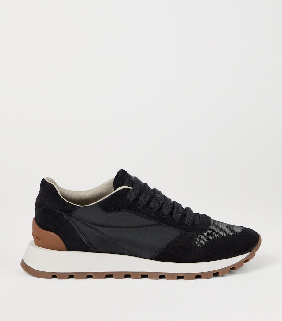 Brunello Cucinelli Black Suede Technical Running Sneakers