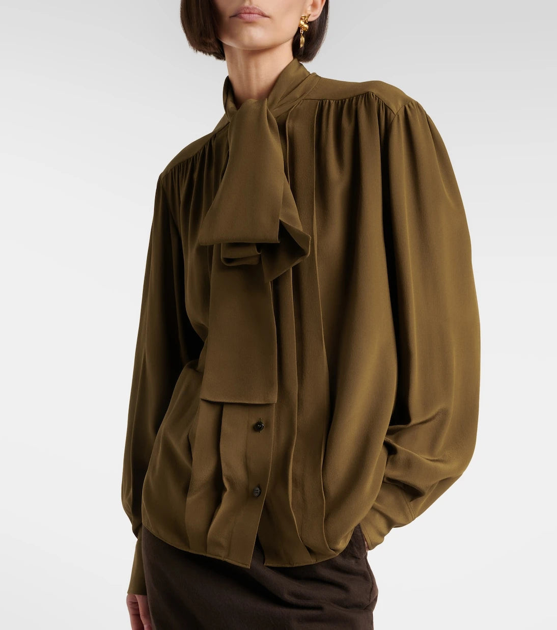 Saint Laurent - Tie-neck silk crêpe de chine blouse