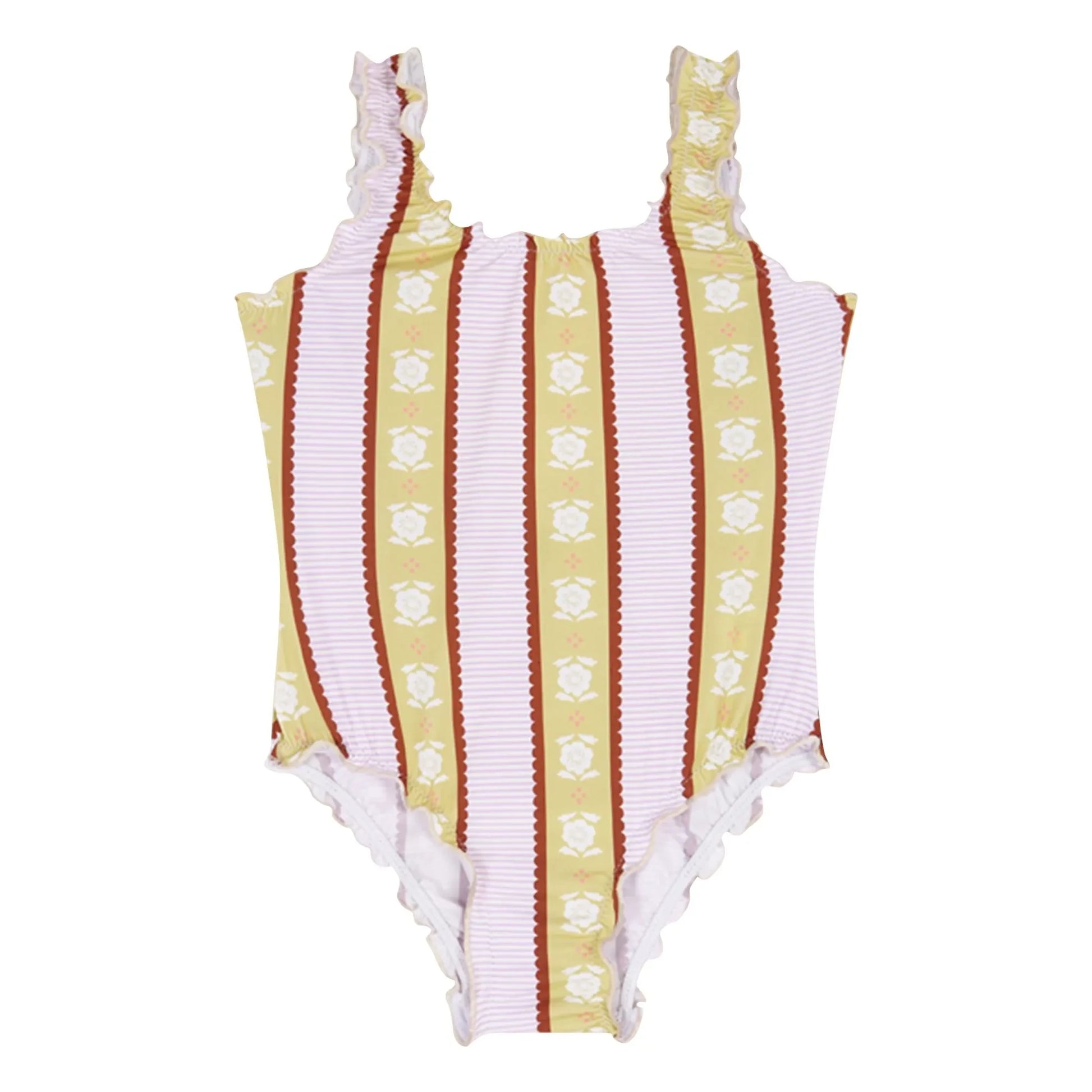 birinit - Caspe Striped Swimsuit Flowers | Pale Pink