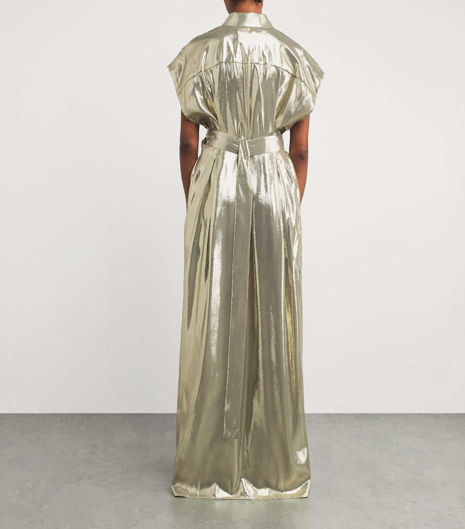 SASUPHI Gold Silk-Blend Francesca Maxi Dress