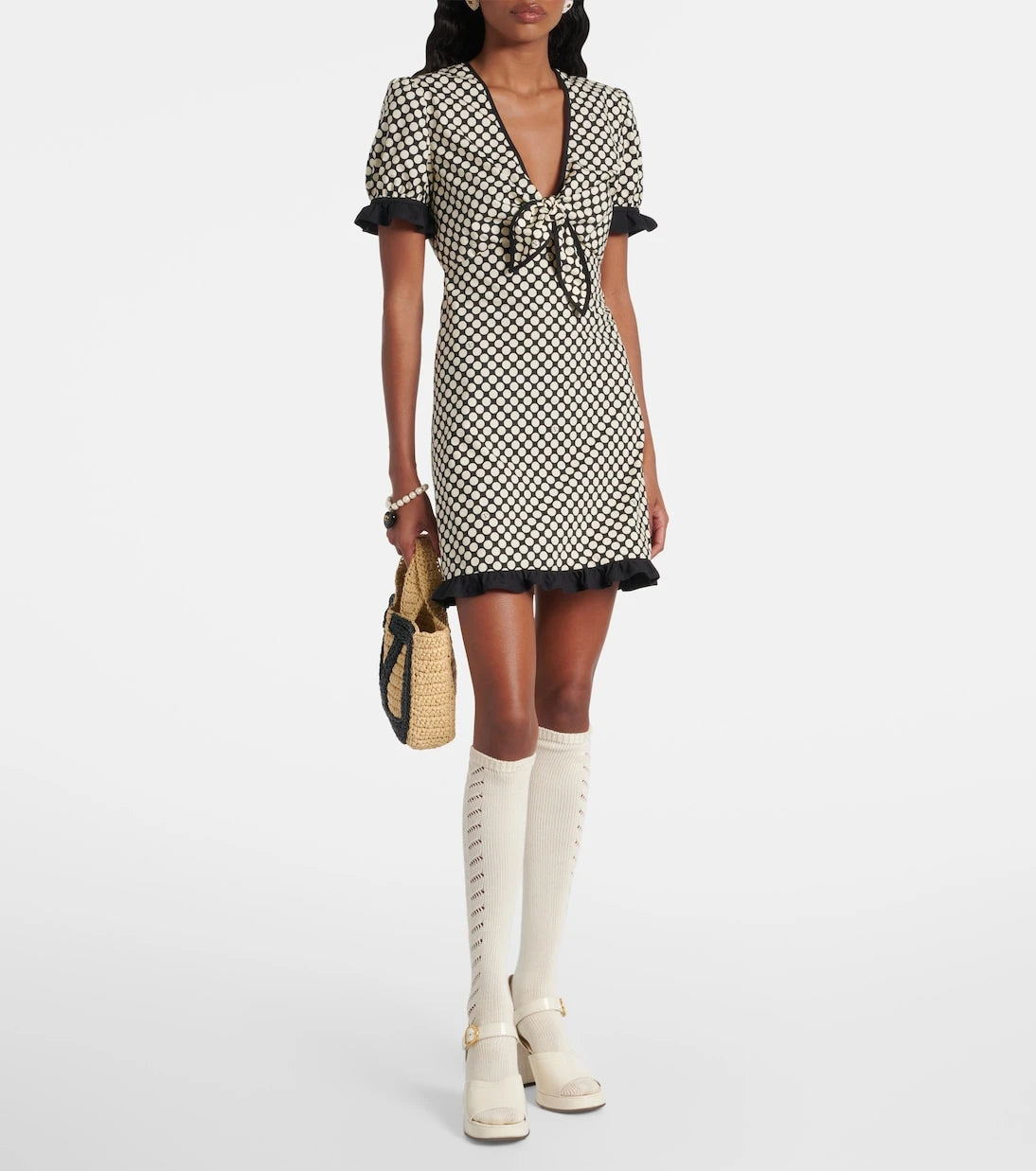 Valentino - Ruffled polka-dot cotton poplin minidress