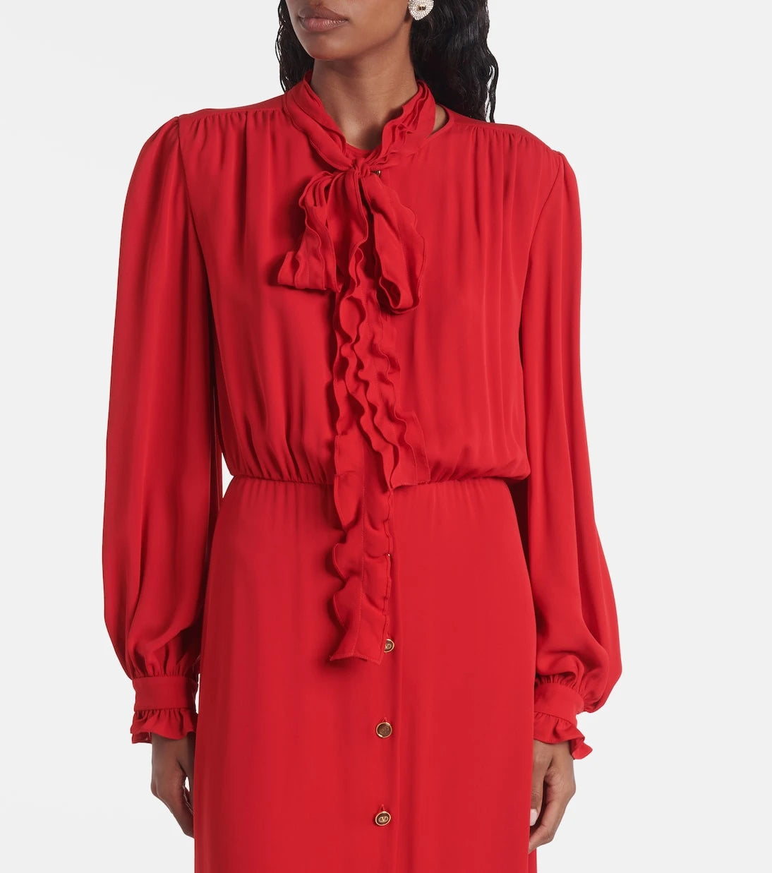Valentino - Ruffled silk georgette midi dress