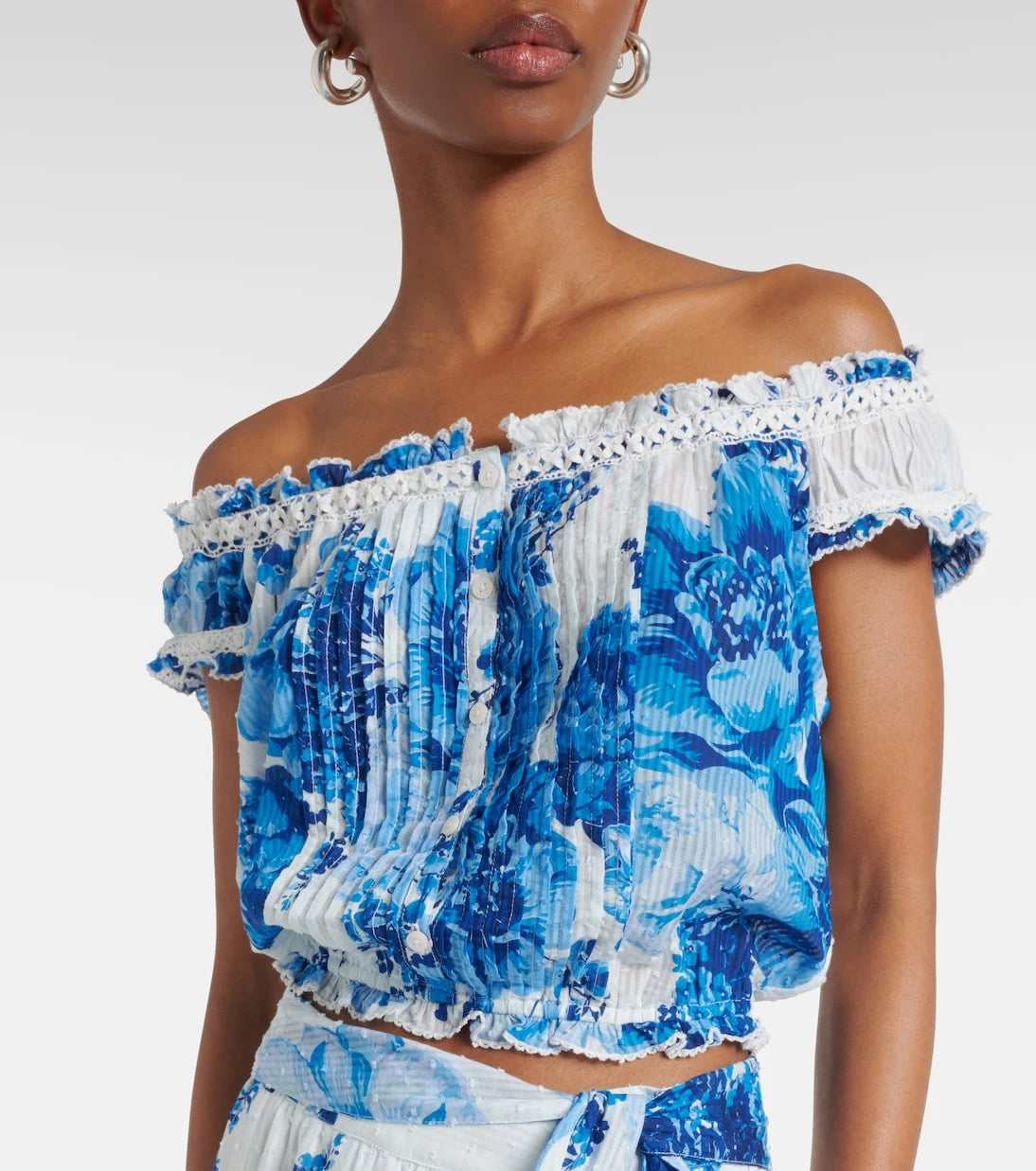 Poupette St Barth - Alba floral off-shoulder cotton top