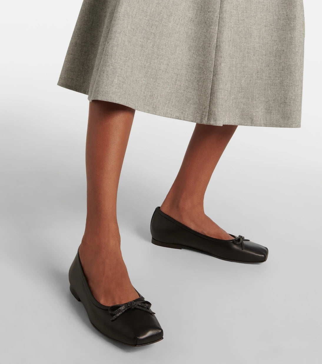 Brunello Cucinelli - Monili bow-detail leather ballet flats
