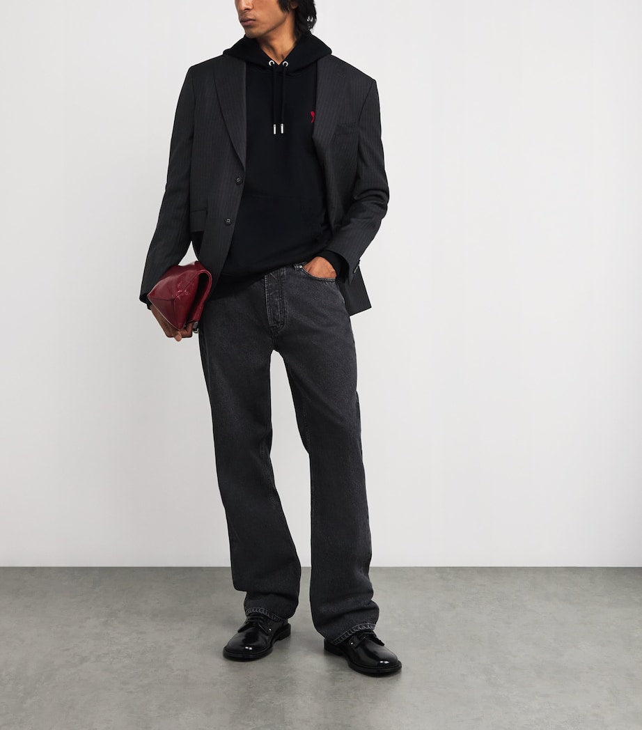 Black Cotton Embroidered Ami De Coeur Logo Hoodie