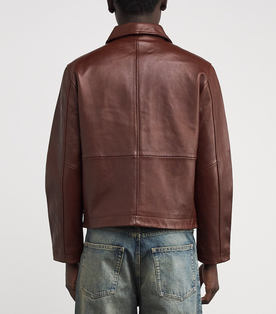Sunflower Brown Collar Leather Jacket