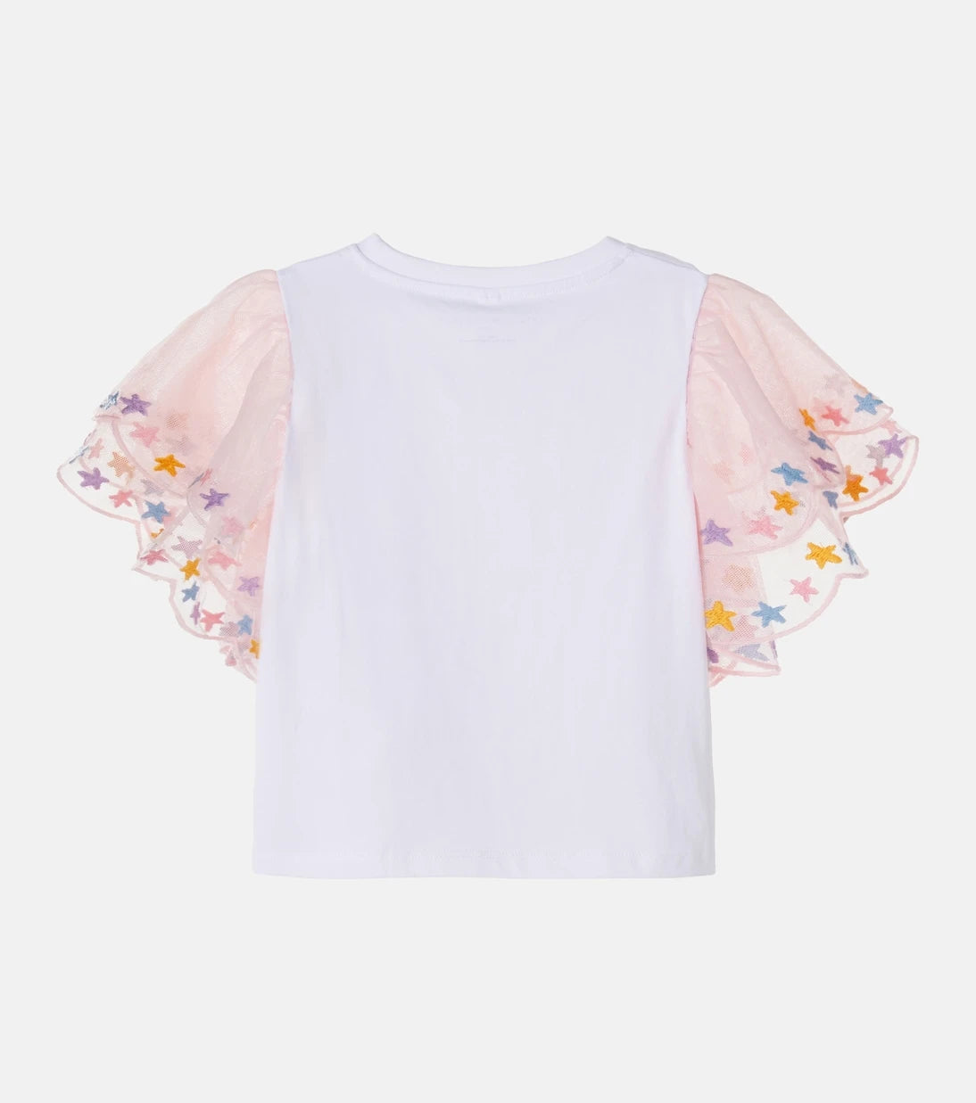 Stella McCartney Kids - Embroidered tulle-trimmed cotton top
