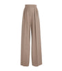 Max Mara Beige Stretch-Cashmere Wide-Leg Trousers