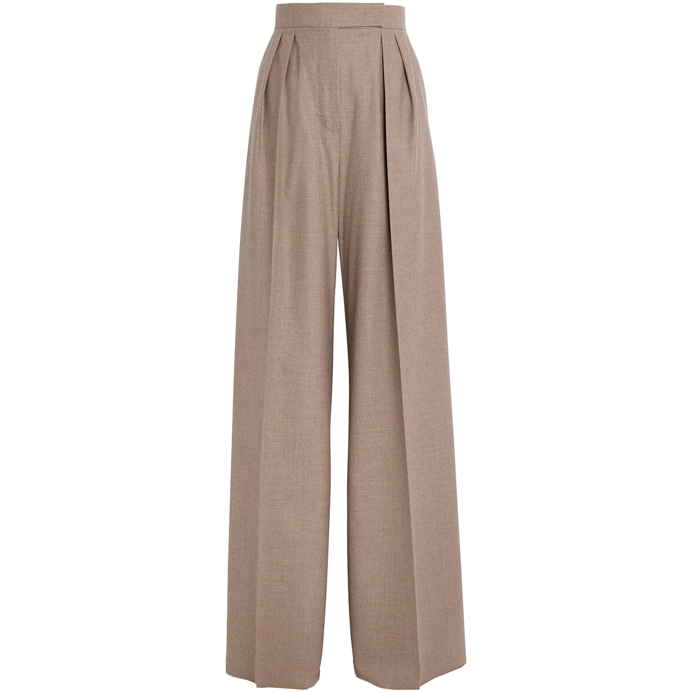 Max Mara Beige Stretch-Cashmere Wide-Leg Trousers