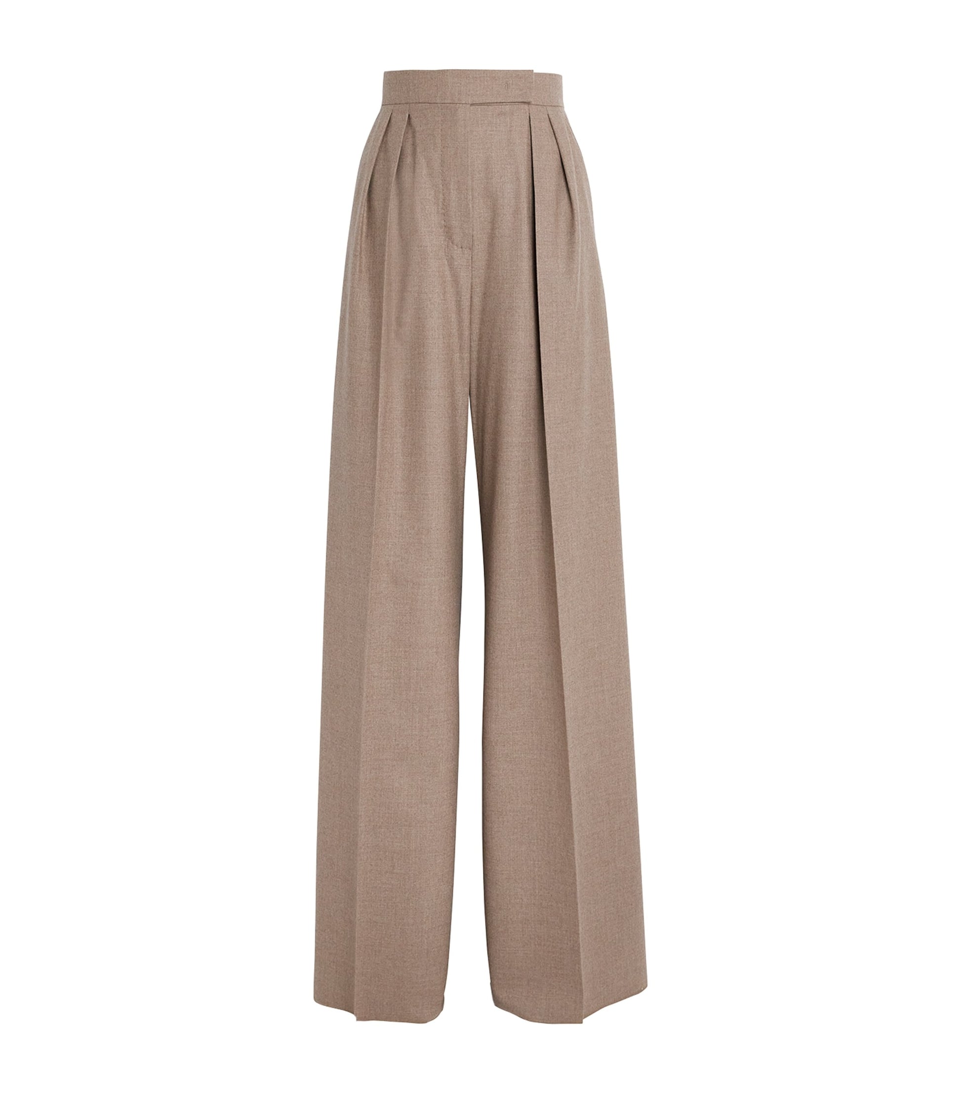 Max Mara Beige Stretch-Cashmere Wide-Leg Trousers